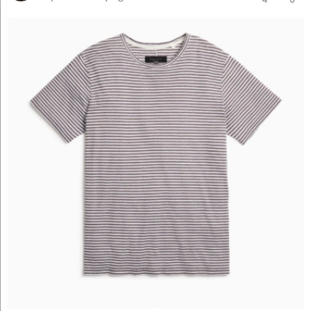 Rag and Bone Mens T-Shirt. Size: S. Color: Grey and white stripe.